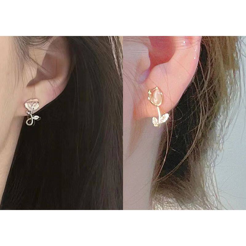 复古凡尔赛玫瑰耳钉气质名媛耳环小众设计感高级耳饰