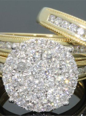 2 Carats Diamond Ring Female 18k Gold Wedding Anillos Bague