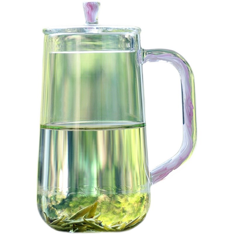 禾器青霓玻璃杯家用耐高温茶杯带盖杯子绿茶水杯啤酒杯办公杯