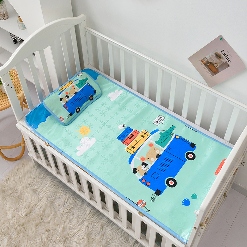 婴儿床凉席宝宝夏季席子儿童幼儿园午睡冰丝亚麻席新生儿凉席枕头