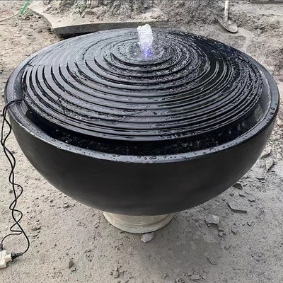 日式石钵黑山石水钵盆庭院流水景观禅意摆件新中式青石养鱼池石盆