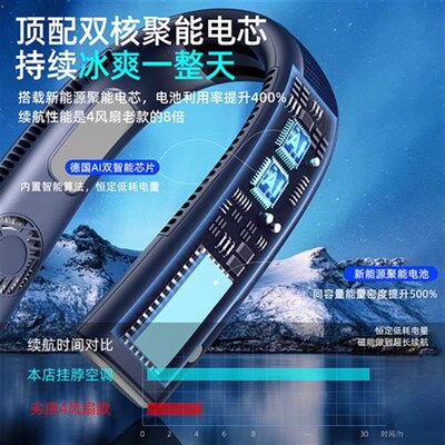新款挂脖风扇便携式随身小型挂颈脖子无叶制冷空调静音迷你充电风