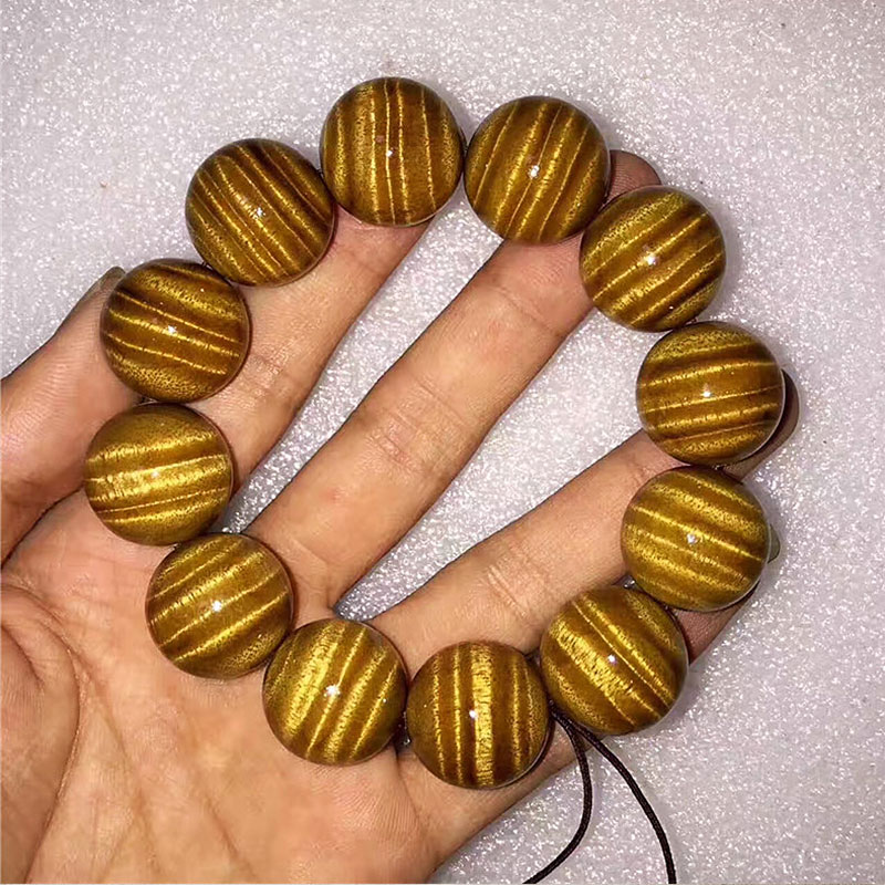 聚檀阁 小叶桢j楠金丝楠玻璃底带水波纹12颗佛珠手串手持