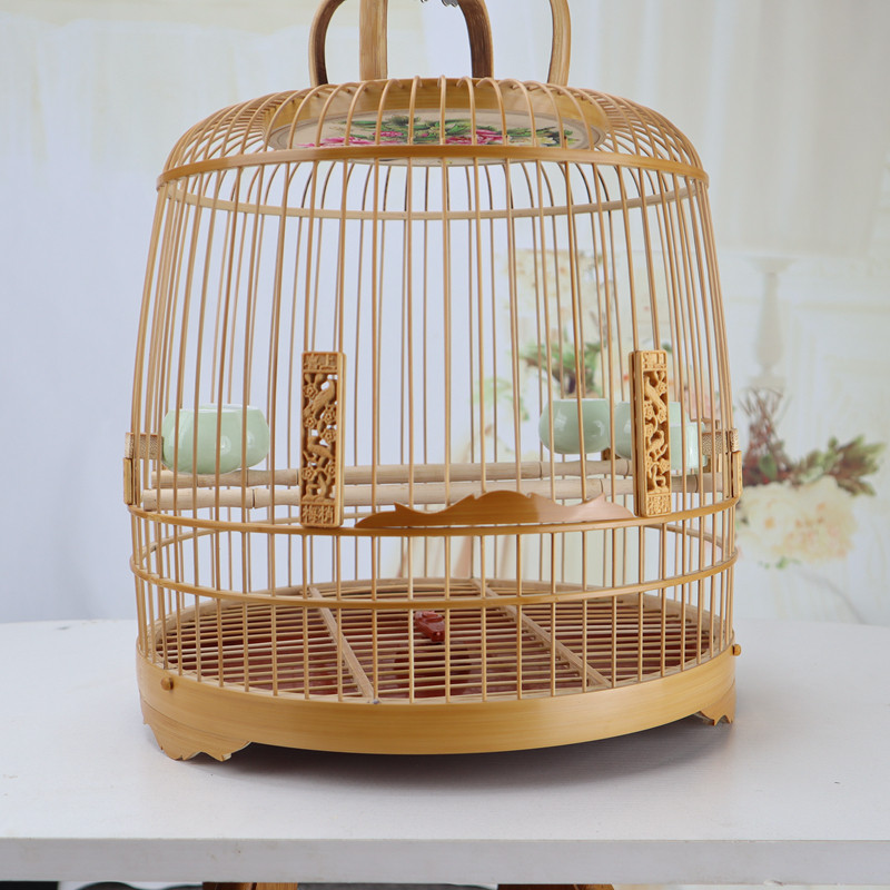 绣眼鸟笼老竹竹皮瓜皮笼拆卸圆笼贝子黄雀靛颏p玉鸟文鸟竹制小鸟