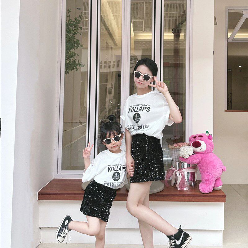 现货不一样的亲g子装2024夏季新款洋气休闲短袖减龄高端母女亲子