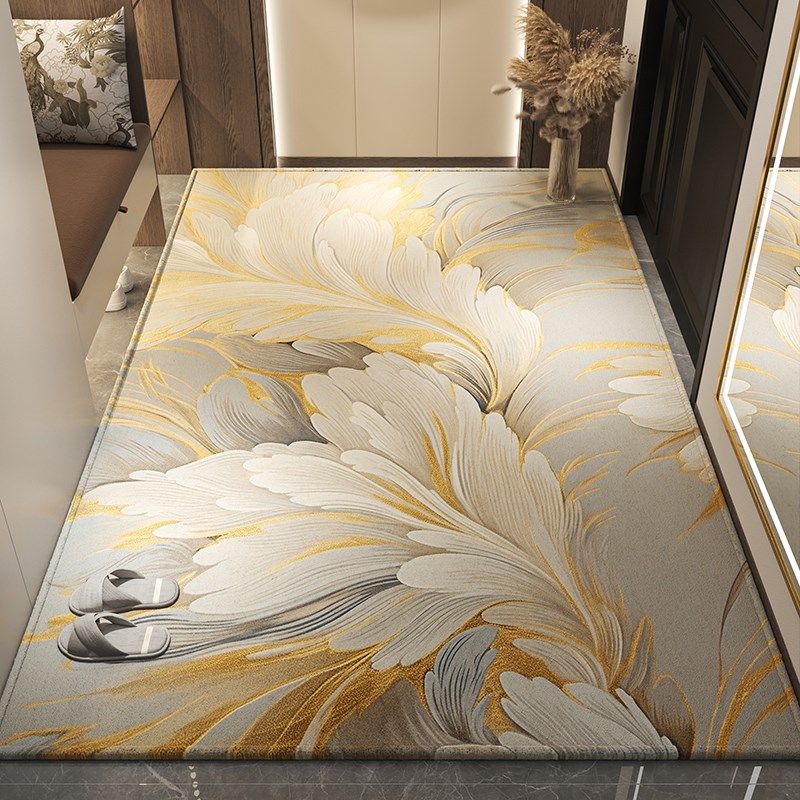 2024新款现代中式富贵花朵入户门地垫进门玄关地毯门口防滑门垫子,居家布艺,入户地垫,淘宝优惠券,粉丝福利购,淘宝优惠卷