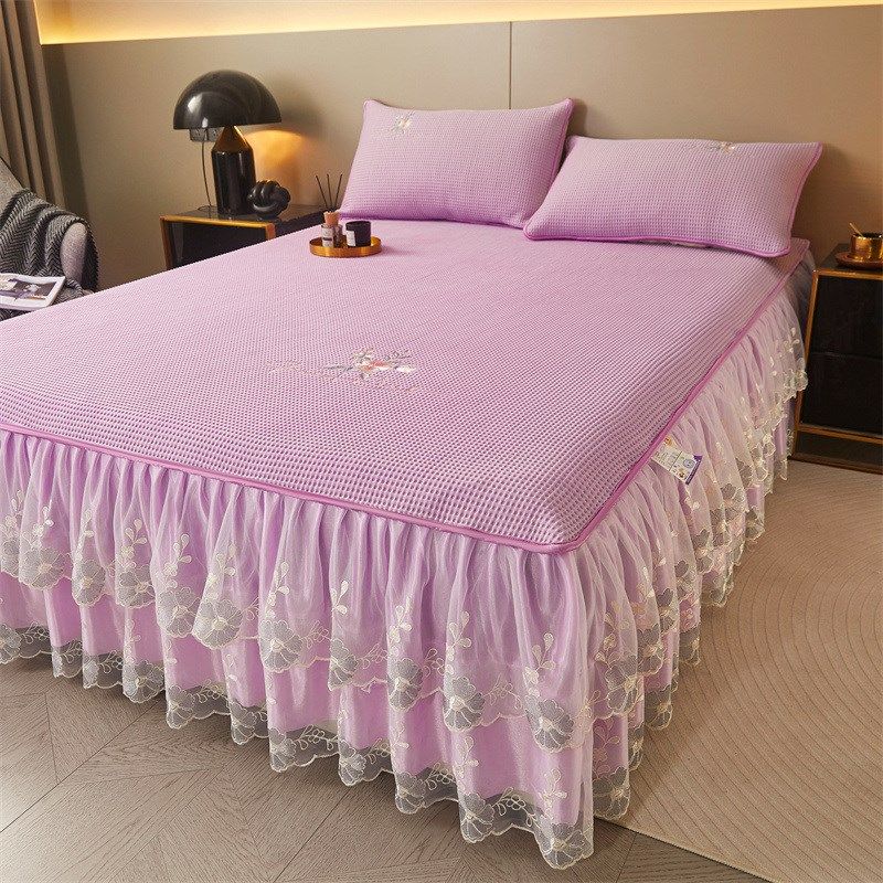 新款A类夏天凉席床裙款海洋丝冰丝席子三件套加厚透气空调软席1.8,床上用品,冰丝席,淘宝优惠券,粉丝福利购,淘宝优惠卷