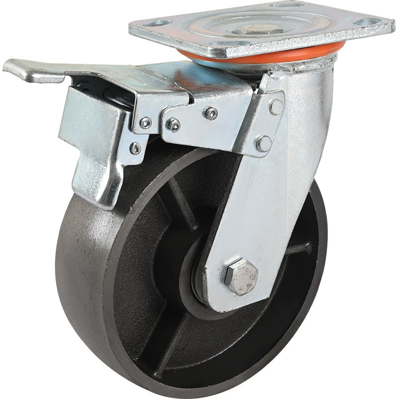 6寸重型工业全铸铁实心万向轮 4寸5寸8寸实心手推车黑全铁轮脚轮