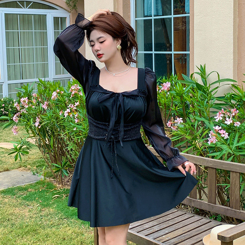 泳衣高级感微胖女孩夏大码连体钢圈大胸聚拢钢托胖妹妹裙式遮肉新