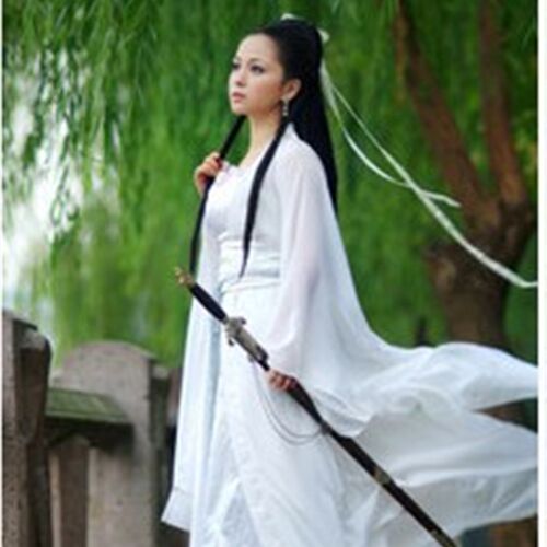 仙女小龙女白色古装女演出服舞台古装服装儿童服装写真儿童装公主