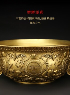 纯铜聚宝盆摆件大号客厅风水店铺招财聚财装饰品铜香炉存钱罐