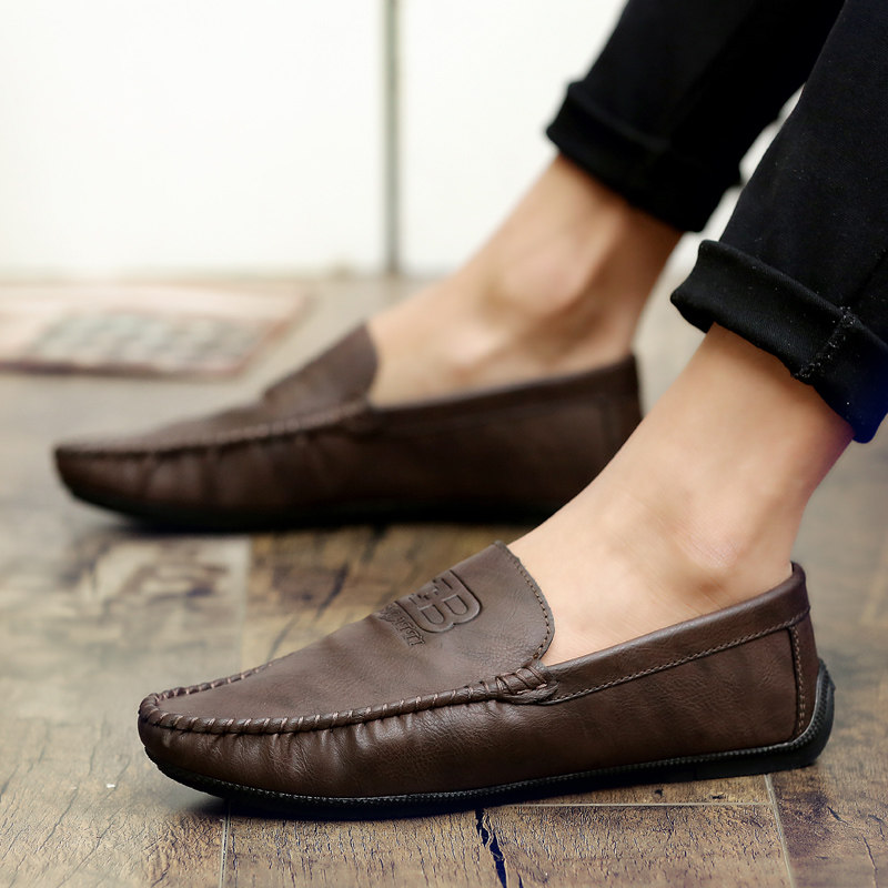 2021新款夏季社会男士豆豆鞋男韩版百搭个性软皮鞋休闲潮流懒人鞋,流行男鞋,单鞋,淘宝优惠券,粉丝福利购,淘宝优惠卷