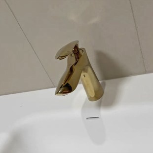 卫浴洗手盆高杆单孔龙头水龙头全铜时尚冷热台上盆面盆浴室柜