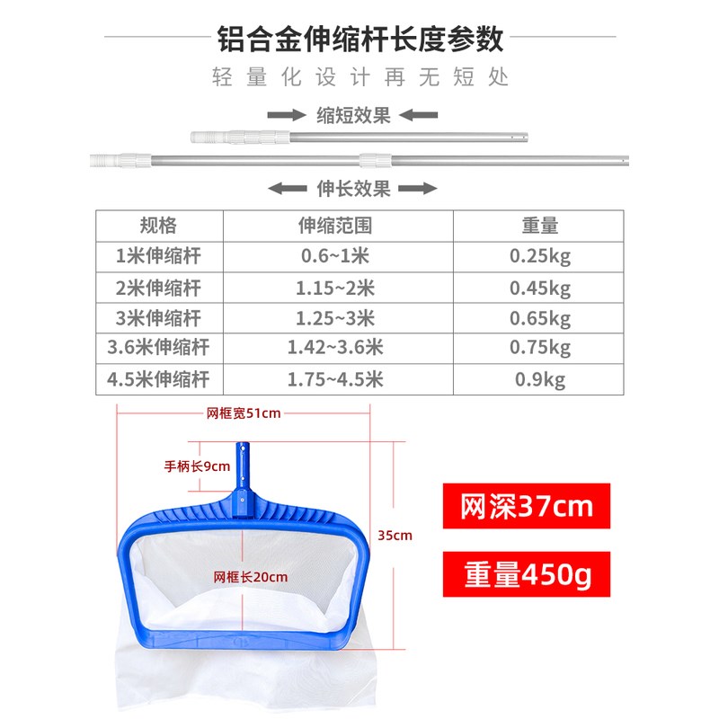全福鲤鱼池捞网清洁捞垃圾网泳池深水捞叶网清理鱼饲料树叶过滤网
