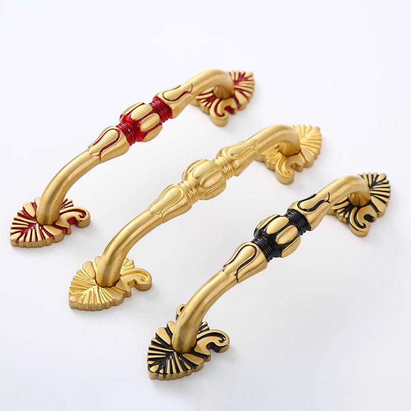 北欧橱柜抽屉衣柜门拉手黄铜把手欧式H全铜金色新中式黄铜拉手