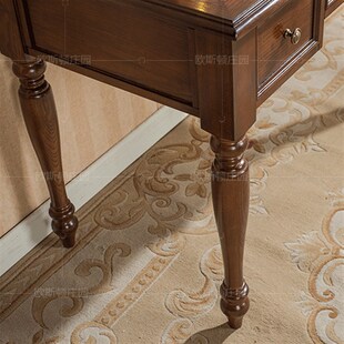 美式纯全实木白腊木书桌成人写字台家用卧室小户型书房学习电脑桌