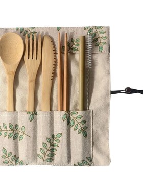 Travel-Cutlery-Set Bamboo Zero-Waste Utensils Wooden Eco-Fri