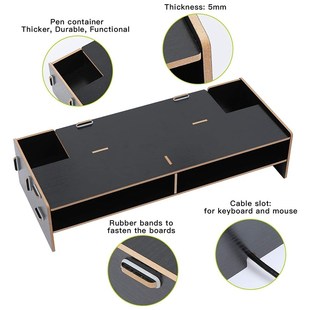 Wood Monitor Stand Multifunctional Office Desk Organiser Des