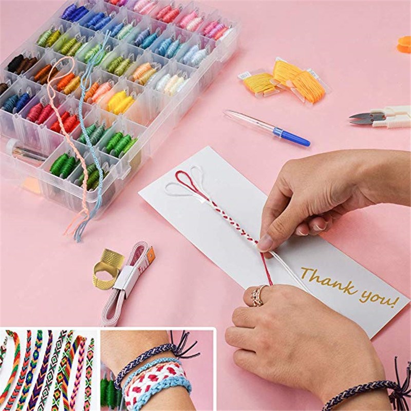 100Pcs Embroidery Threads Floss Kit Friendship Bracelets Cr