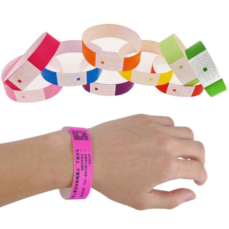 推荐100pcs Tyvek Paper Wristbands Synthetic Paper Bracelet M