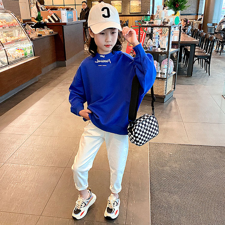 2023春夏儿童白色休闲裤宽松长裤女童牛仔M裤时尚哈伦裤韩版长裤