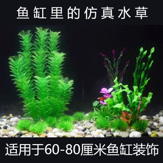 鱼缸里的装饰假水草水族箱造景花草柔软水草塑料水草底.砂组合套