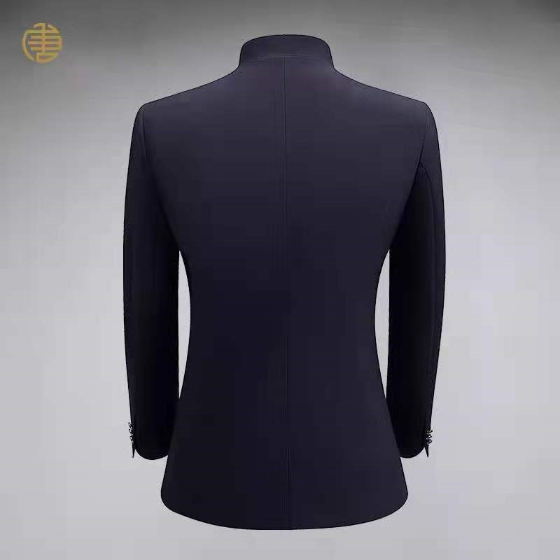 刺绣盘扣唐装新郎中式结婚礼服修身时尚中山装宴会表演主持人服装