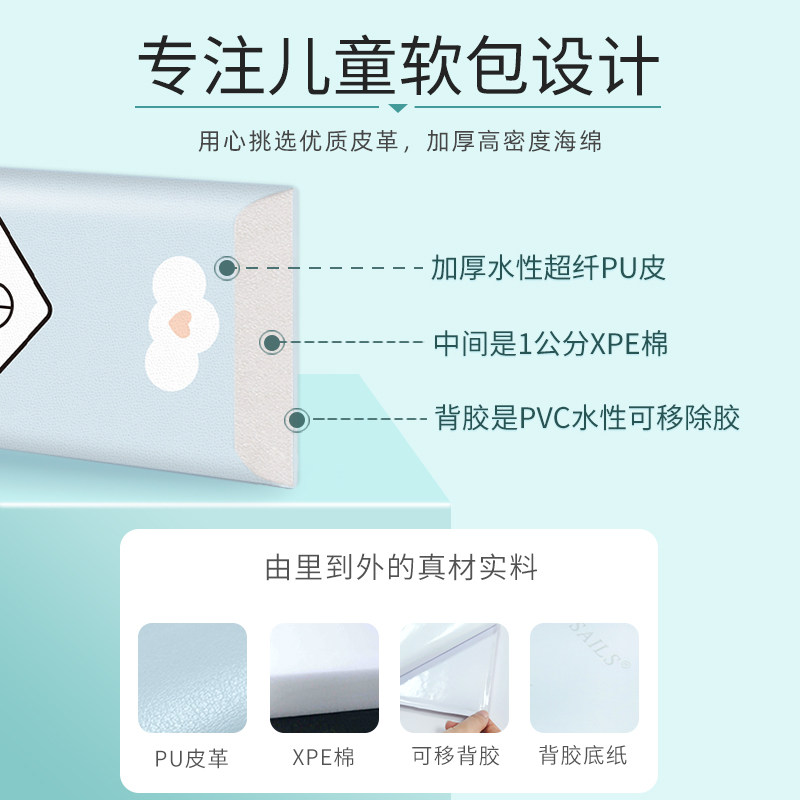 软包墙贴床头边儿童房幼儿园布置婴儿防撞榻榻米墙上W围贴隔凉墙