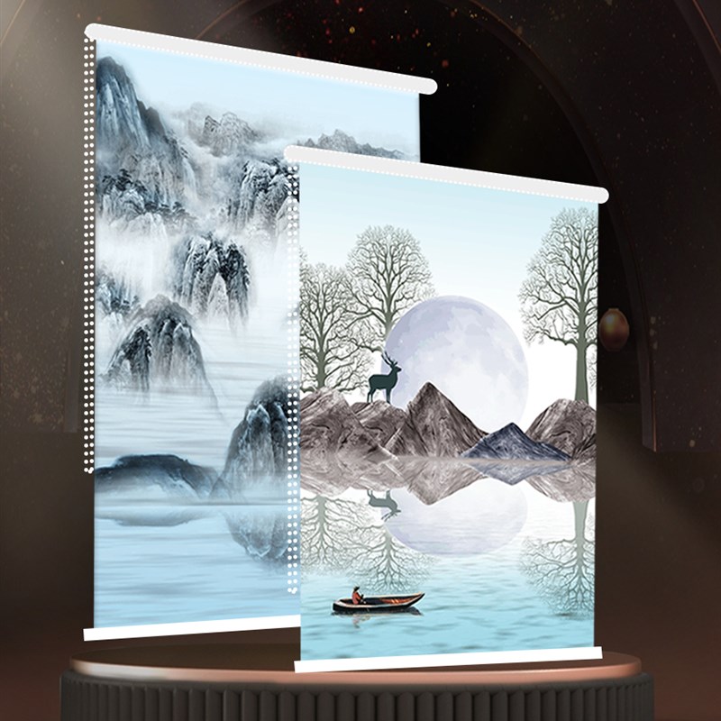 简易窗帘遮光免打孔卫生间厨房客厅卧室阳台升降百叶手拉试挂卷帘