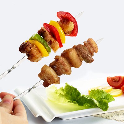 15pcs Reusable flat stainless steel barbecue skewers bbq Nee