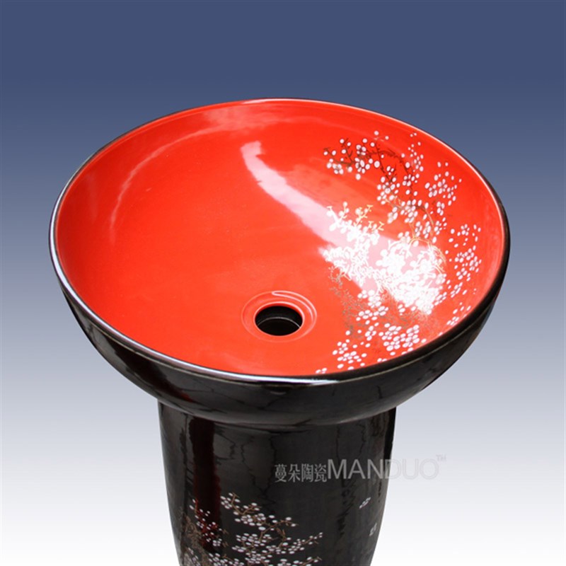 洗手洗脸连体盆面盆 洗脸t盆 卫浴洁具 艺术色釉陶瓷洗手盆台盆