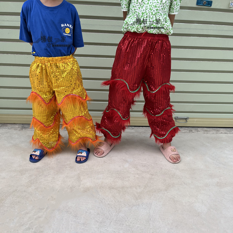 佛山传统醒狮儿童舞狮表演服装a裤子幼儿园小孩子演出舞狮子道具