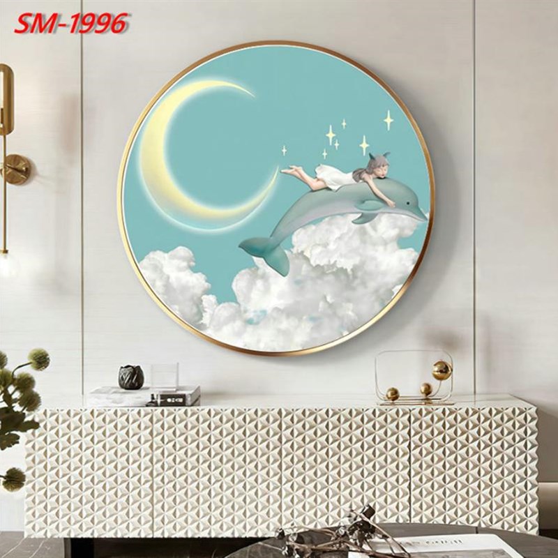 北欧儿童房圆形装饰画卧室床头餐厅挂画客厅背景墙挂画图片