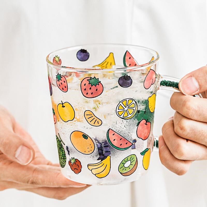 西比尔玻璃杯带把耐高温家用早餐杯牛奶杯高颜值可爱X开水杯冰饮