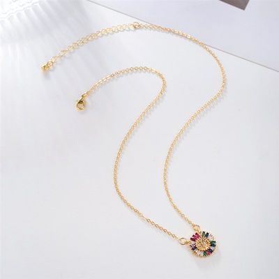 新品Trend color zircon tree pendant necklace personality col