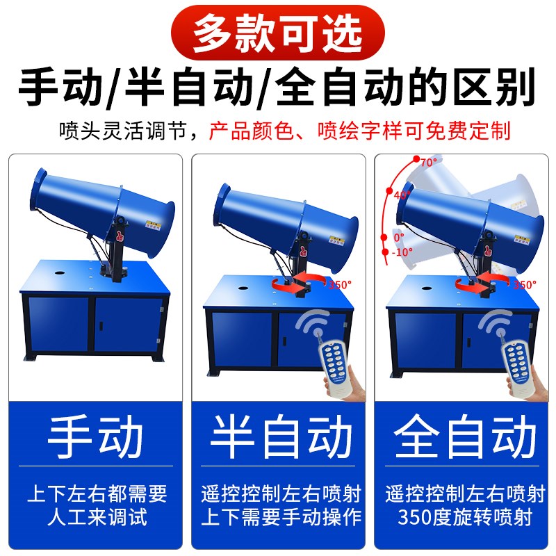 雾炮机全自动工地除尘器环保车载喷雾60米小型高射程雾炮防尘