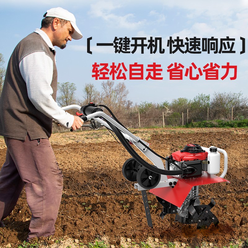 新款微耕机小型汽油旋耕机家用犁地E机农田用除草开沟翻地松土神