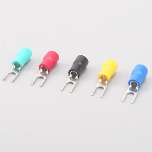 叉型预绝缘冷G压接线端子叉形Y 欧式 U铜线耳端头 4黄铜大型 SV1.5