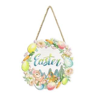 新品Easter Wall Sign Cartoon Rabbit Egg Hanging Pendant  Gar
