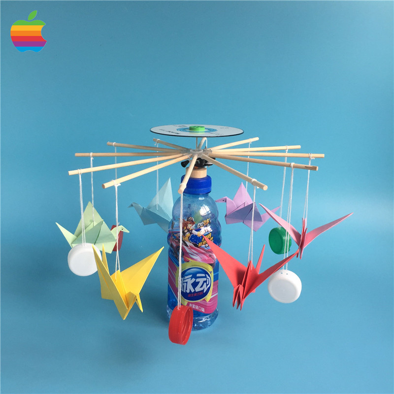 diy拉线旋转木马 科技小制作小发明 环保手工变废为宝 创意模型