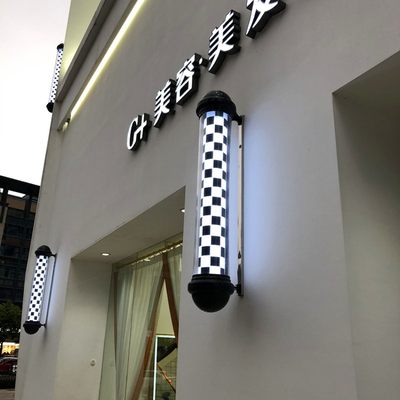 美发转灯理发店LED圆形广告转灯壁挂复古发廊灯箱户外挂墙防水