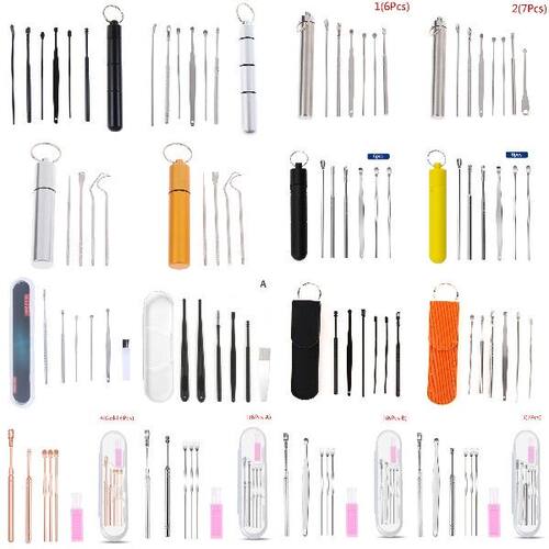 热销1/5/6Pc/set Stainless Steel Earpick Ear Cleaner Spoon Ea