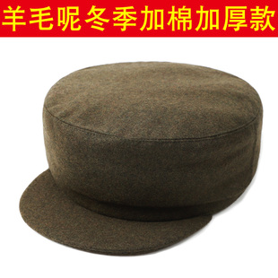 老式中山帽子军绿色春夏天中老年马裤呢平顶帽子男士爷爷帽青年帽