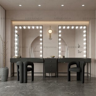 奶油风婚纱店美容院专用带灯梳妆台高级影楼彩妆工作室专业化妆台