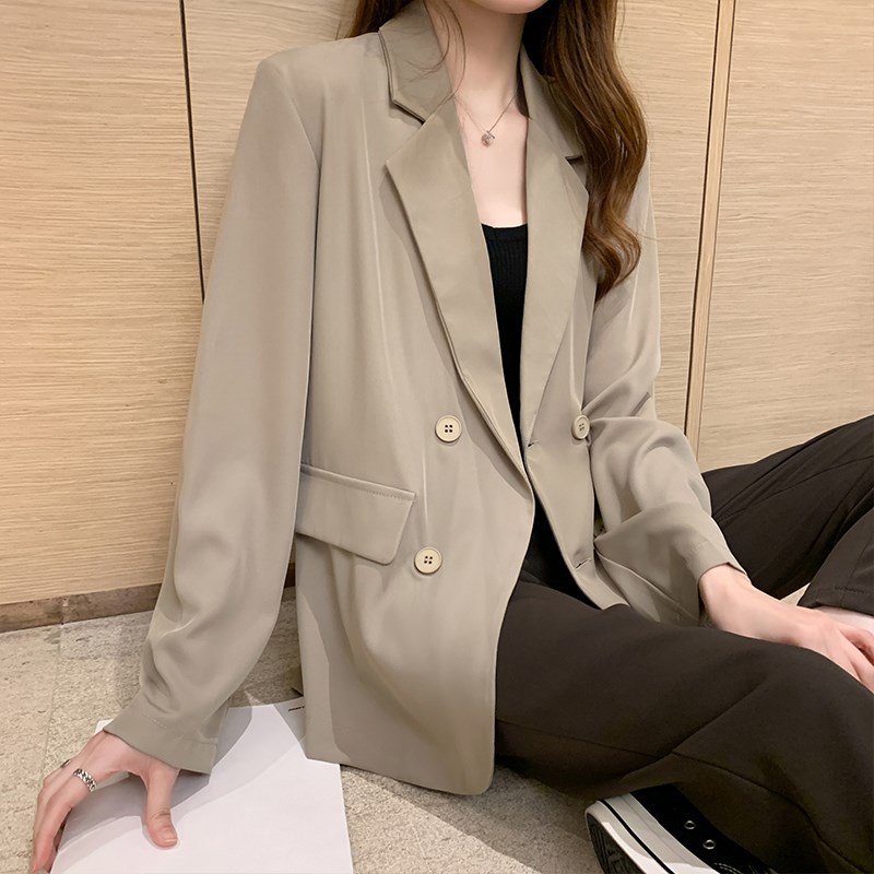 春秋薄款长袖西装外套女宽松休闲高级感职场抗皱免烫西服上衣夏季