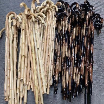 复古实木一体天然藤条老人木拐杖防滑按摩手杖木制拐棍藤木藤寿杖