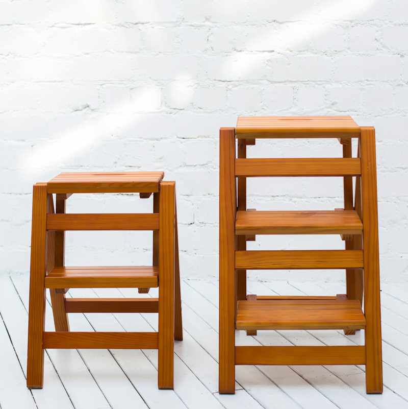 家用折叠楼梯椅i 全实木梯子椅子多功能两用步阶梯凳梯子凳子木梯