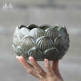 花盆陶瓷家用f水培器皿铜钱草陶盆粗陶无孔睡莲莲座盆器碗莲专用