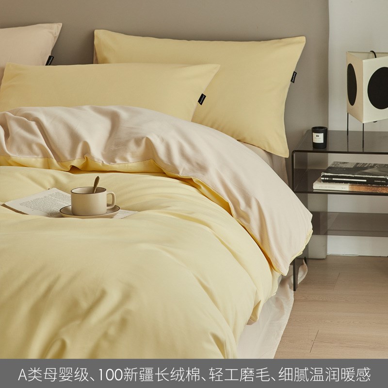 高端100S加厚磨毛全棉四件套纯棉E床单被套床笠三件套轻奢秋冬床