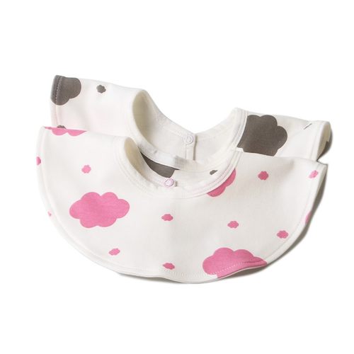 新生儿纯棉按扣口水巾宝宝圆形旋转口水巾吃饭兜喂奶巾